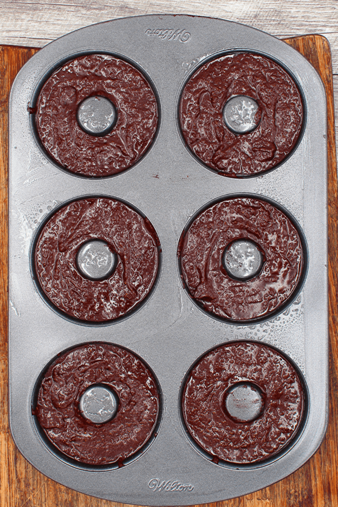 6 chocolate doughnuts right out of the oven