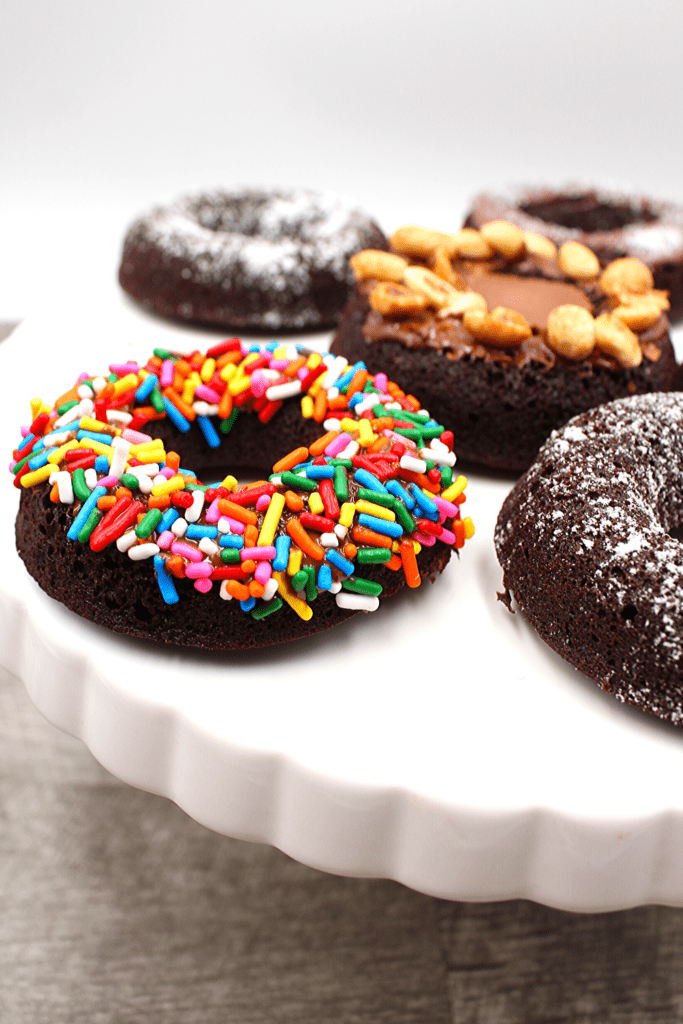 Rainbow sprinkles top this gluten-free keto nutella doughnut