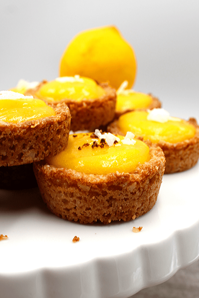 Keto lemon curd cookie cups on a platter