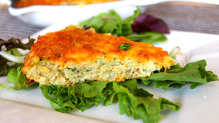 A keto and gluten-free slice of zucchini pie