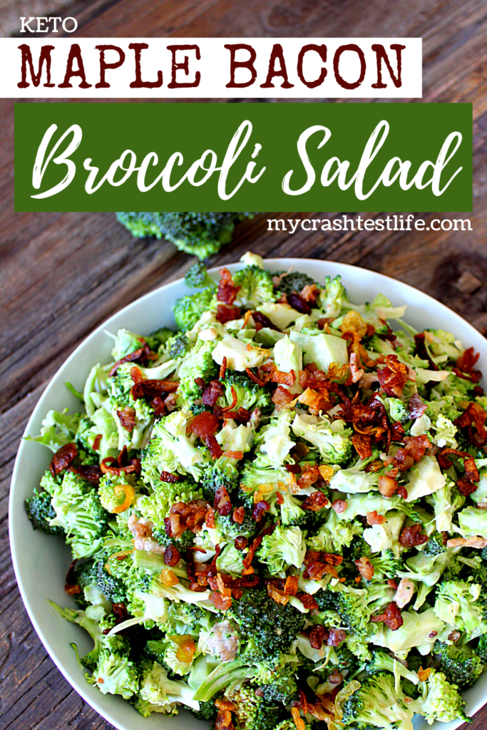 Easy Keto Maple dressing with low carb bacon and broccoli
