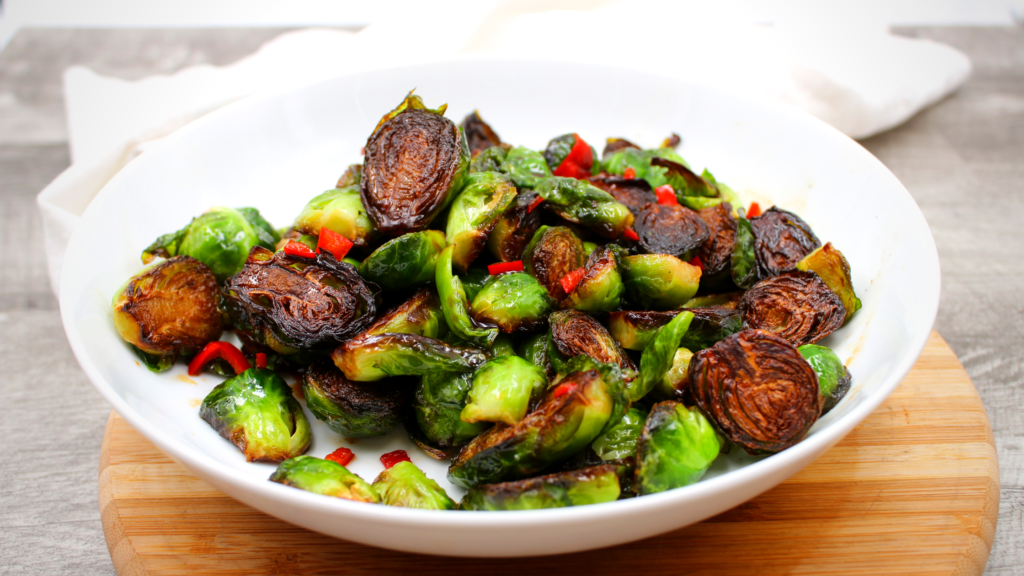 Perfectly crispy skillet roasted Brussels sprouts