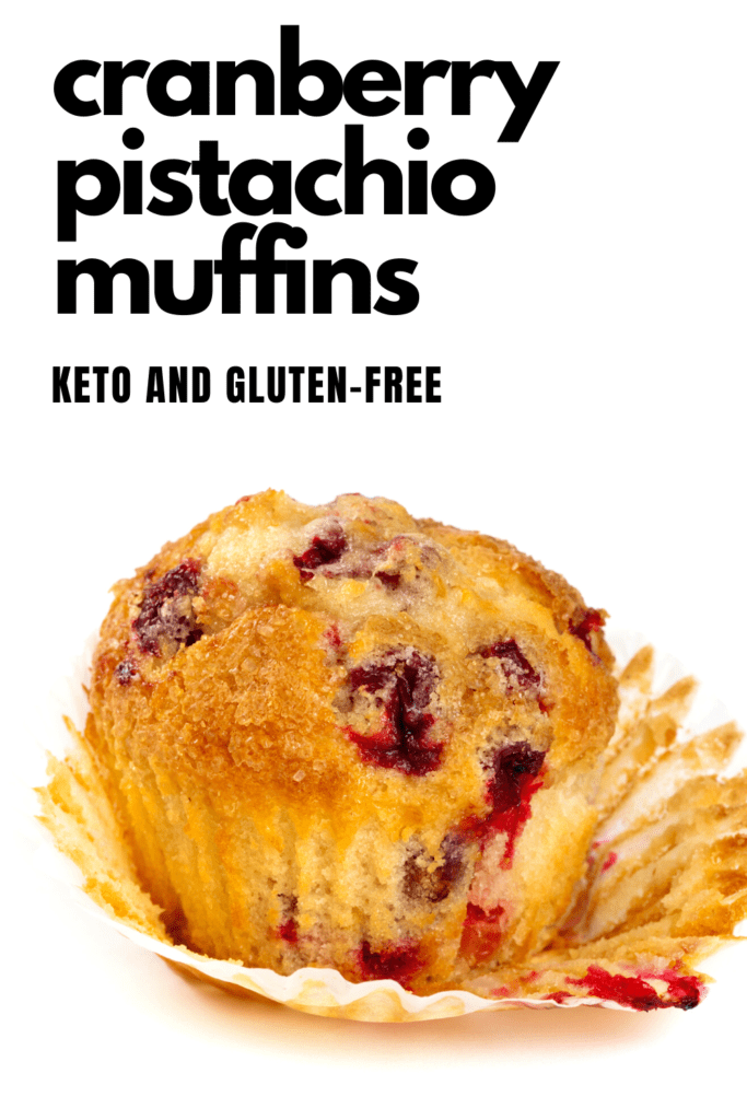 keto cranberry muffin in a muffin wrapper