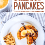 a plate of chocolate chip pancakes - keto and dairy-free