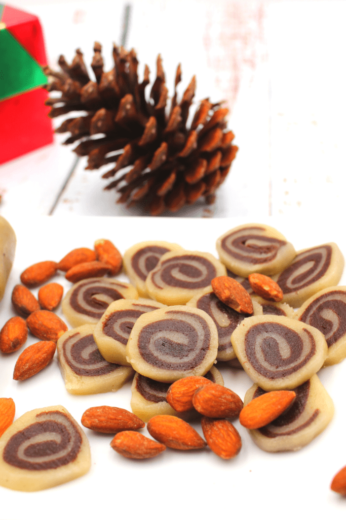 sliced unbaked pinwheel cookies