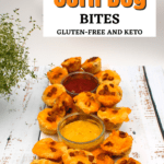 a plate of mini keto corn dog bites