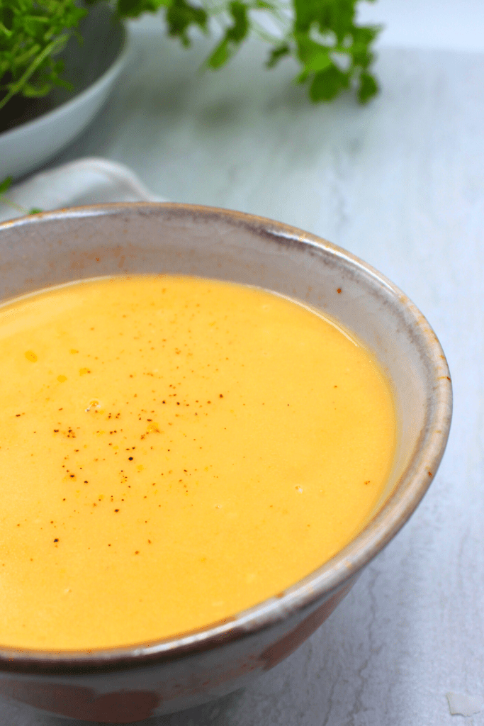 black pepper sprinkled on top of the creamy mustard dipping sauce