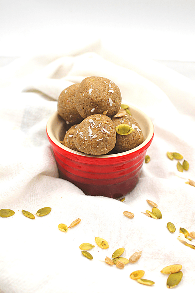 seeds and coconut come together to form nut-free bites