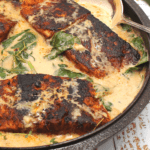coconut ginger spinach cream sauce over fish