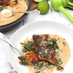 spinach and cream sauce over fish