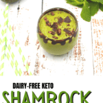 mint chocolate chunks on top of the keto shake