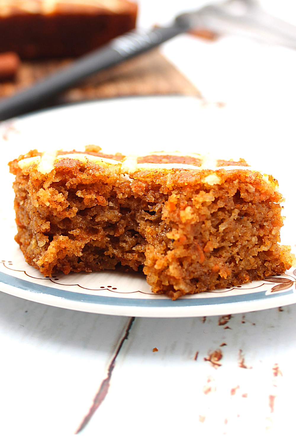 a slice of moist carrot cake