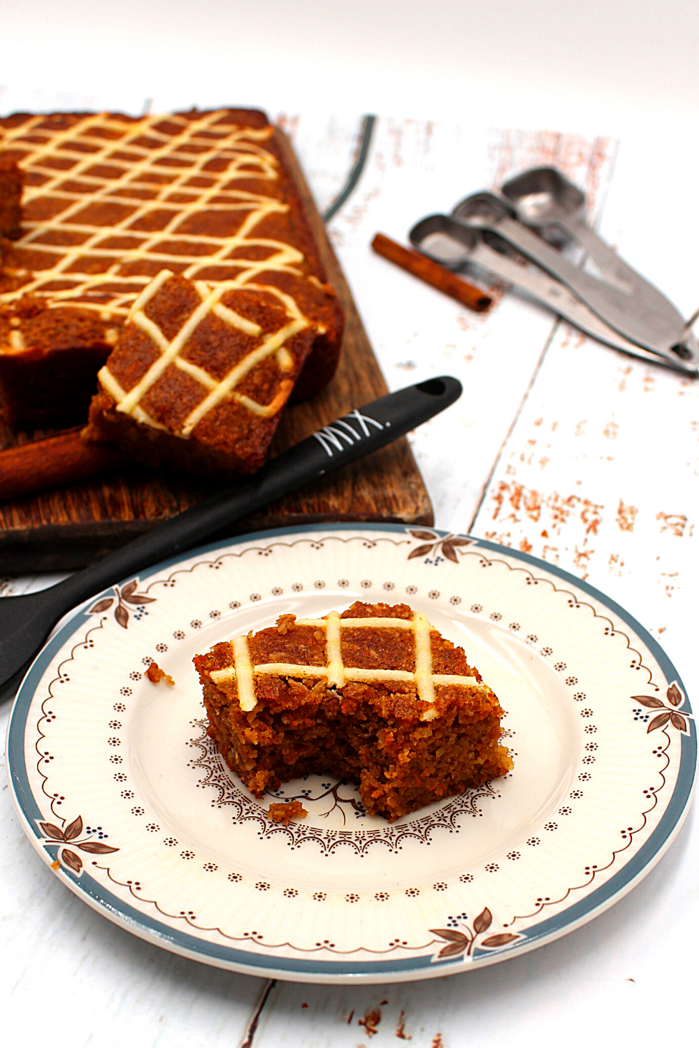 a slice of keto carrot cake bars