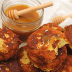 sugar free hushpuppies with green tomatoes and a drizzle of sugar-free hot honey