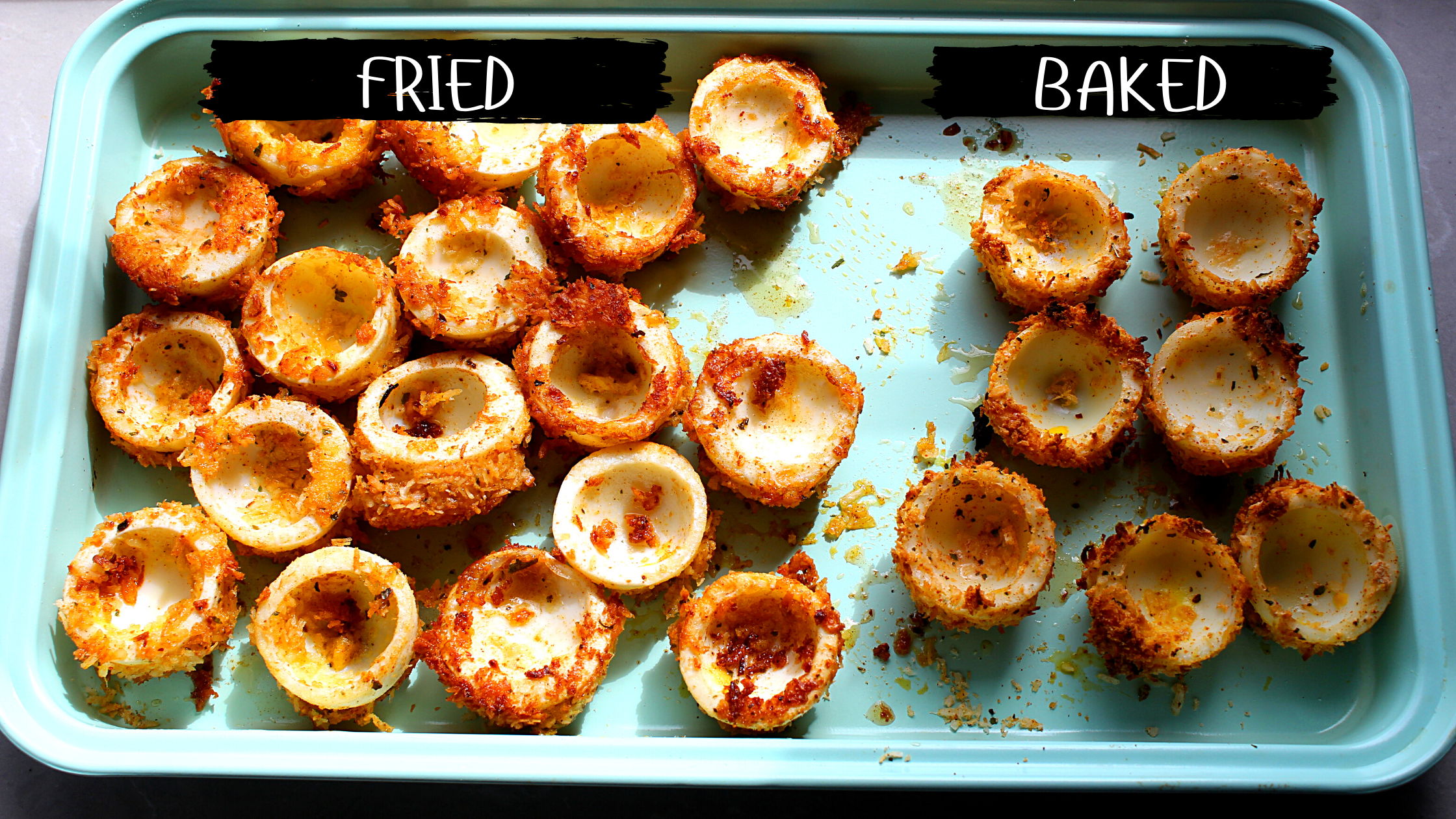 BAKED VS FRIED DEVILED EGGS