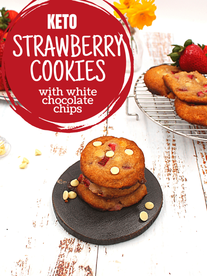 easy keto cookie recipe using strawberries and white chocolate chips