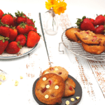 white chocolate studded gluten-free strawberry cookies