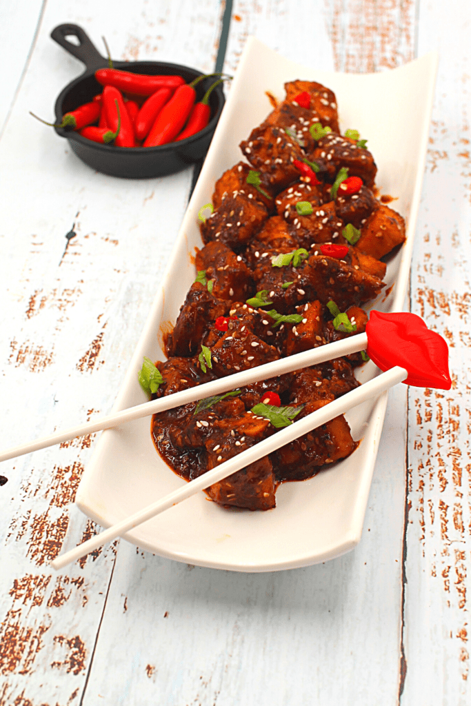 chopsticks for teriyaki salmon
