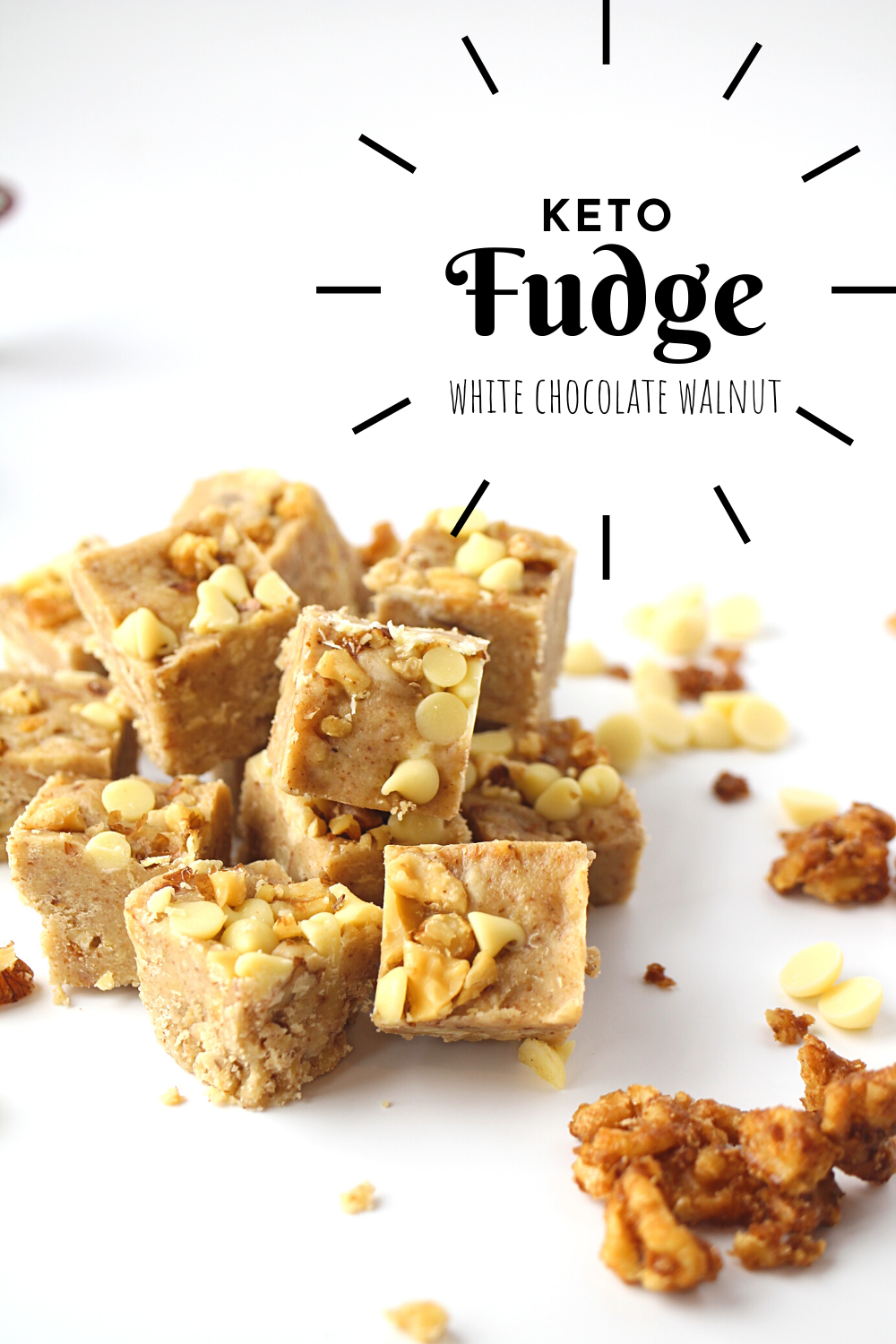 Keto White Chocolate Fudge with Candied Walnuts Sugarfree