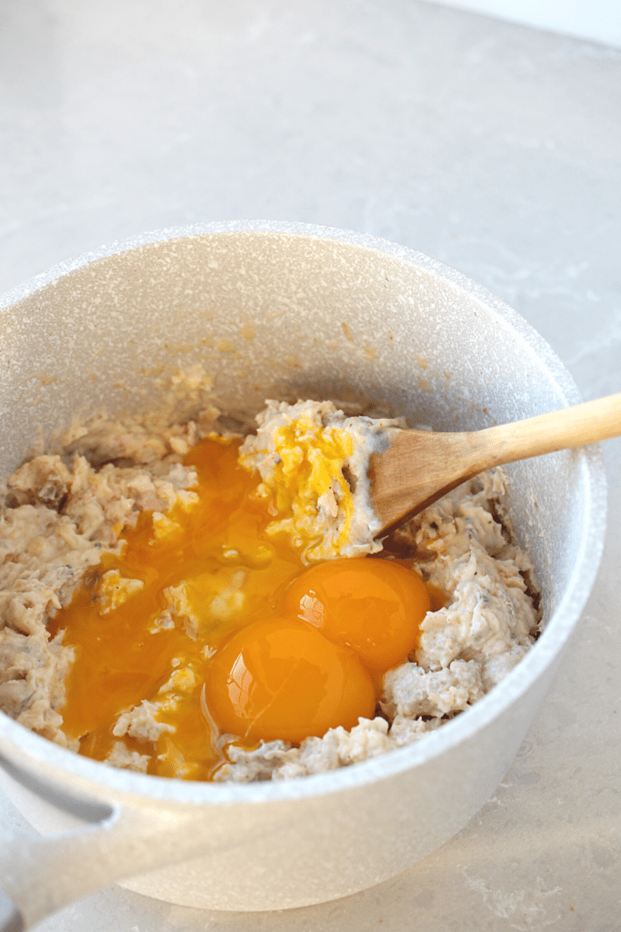 adding egg yolks to the keto bechamel base