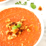 keto creamy tomato soup with keto croutons