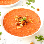 keto creamy tomato soup in a bowl