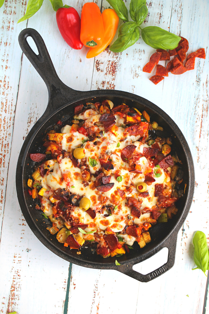 skillet pizza for a quick and easy weeknight keto dinner