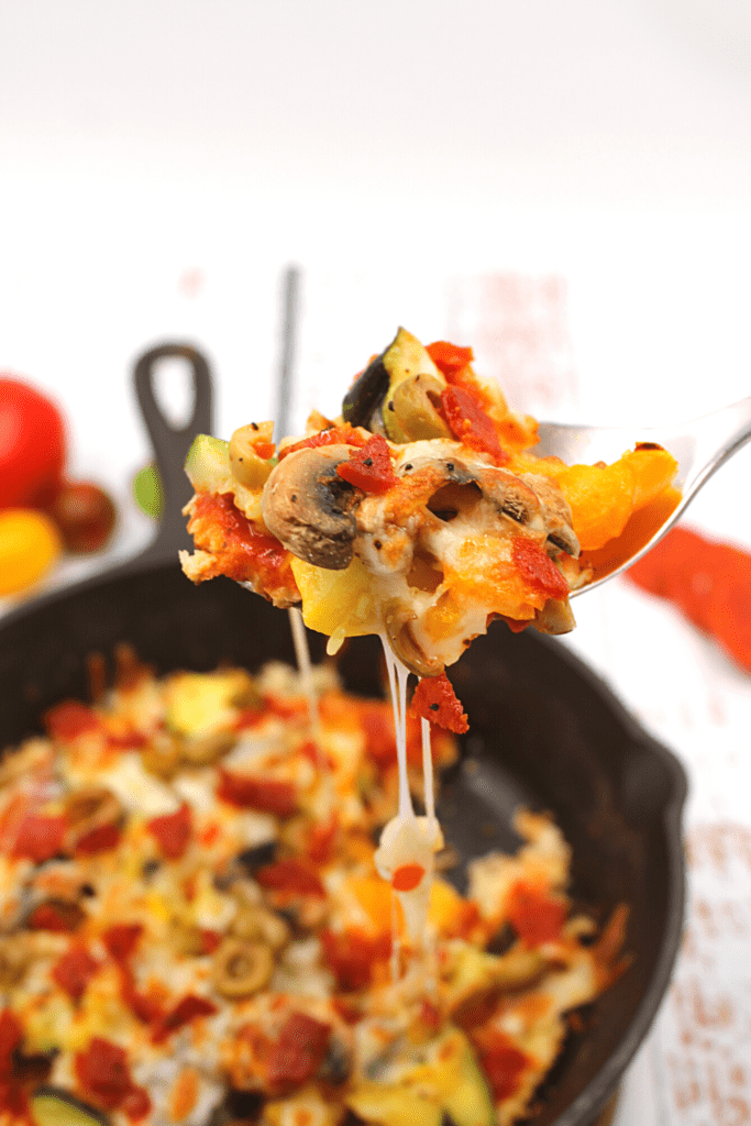 keto pizza bowl with cheese