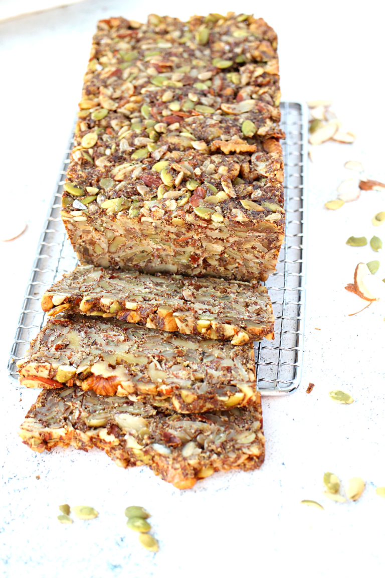 keto nordic nut and seed bread sliced