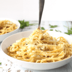gluten-free pasta dinner with a fork