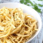 easy one dish keto dinner of creamy parmesan pasta