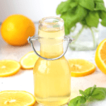 Sugar-free lemon simple syrup in a glass jar