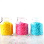 coconut funfetti sprinkles are added to the keto pie filling