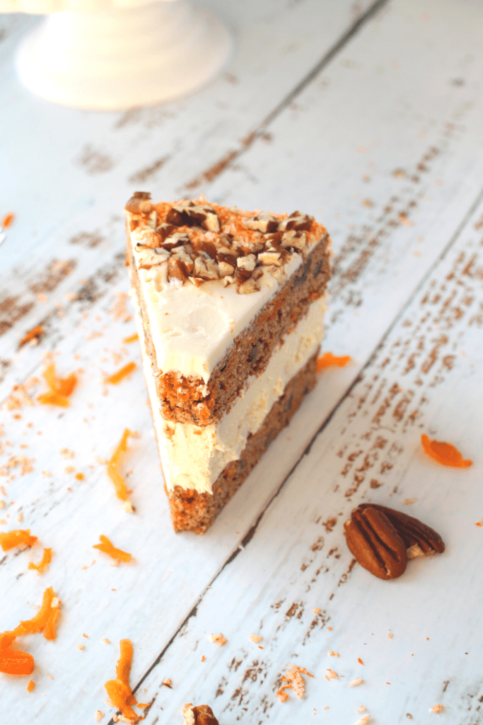 a slice of gluten-free carrot cake