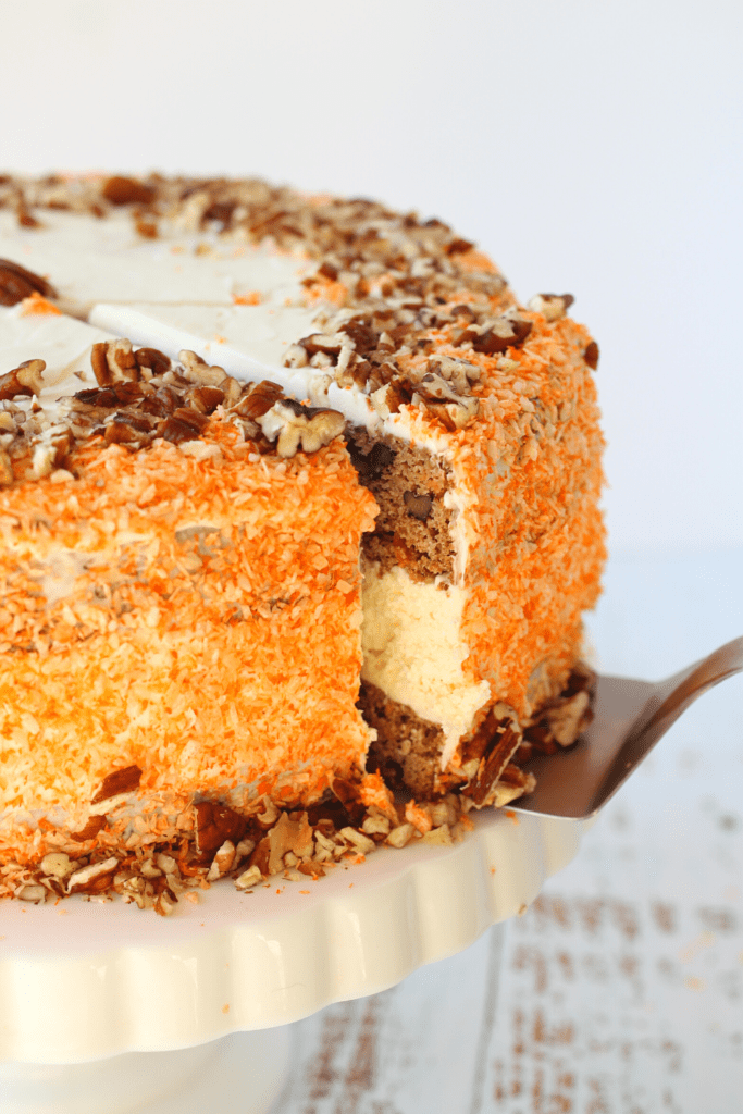 a slice of an easy keto dessert - carrot cake
