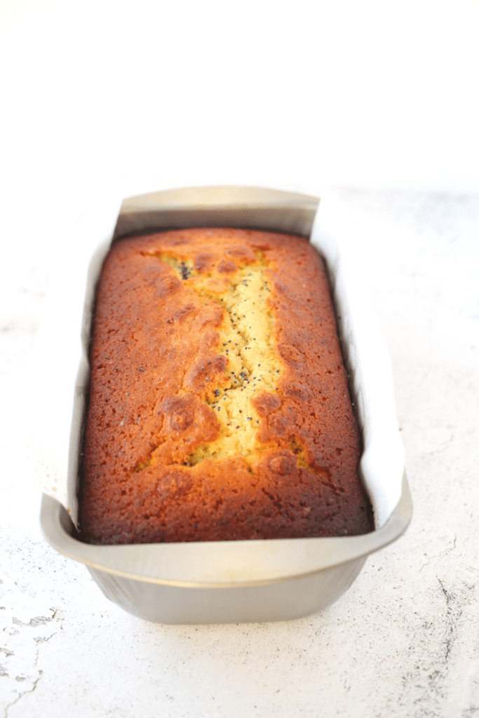 sugar-free and gluten-free lemon bread after being baked