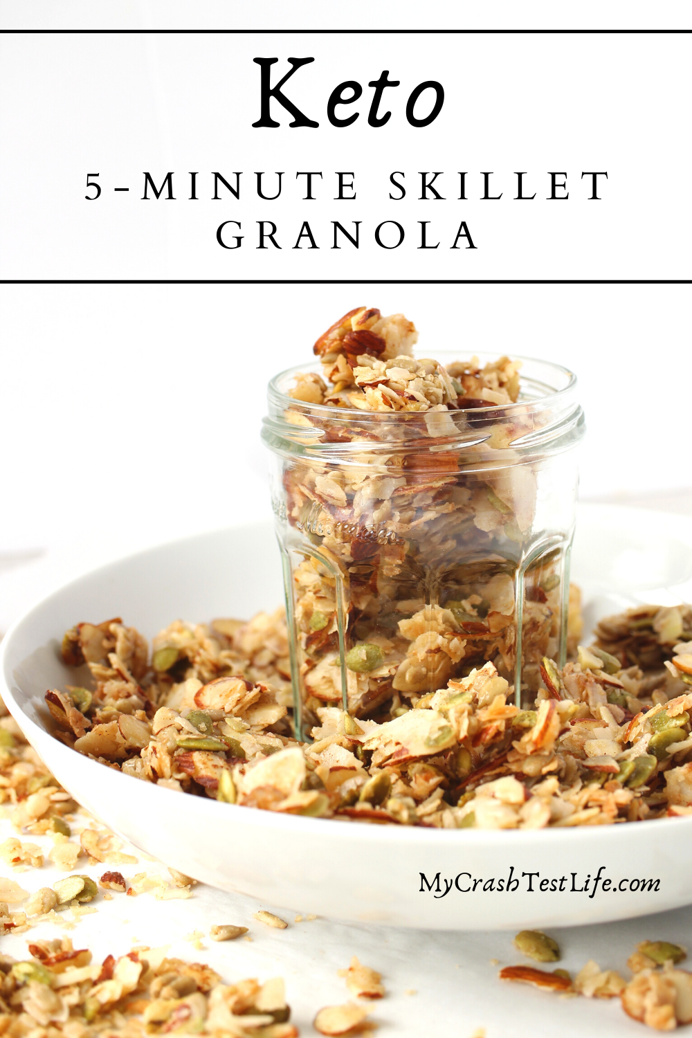 homemade low carb granola that is made using a skillet and not the oven