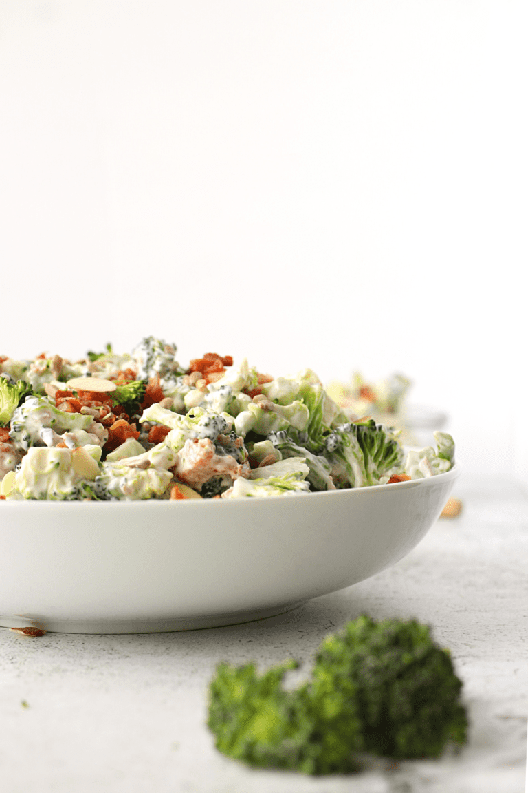 low carb broccoli salad with maple bacon dressing