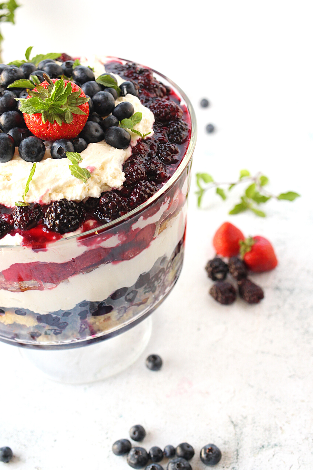 sugar-free berry trifle with mint 