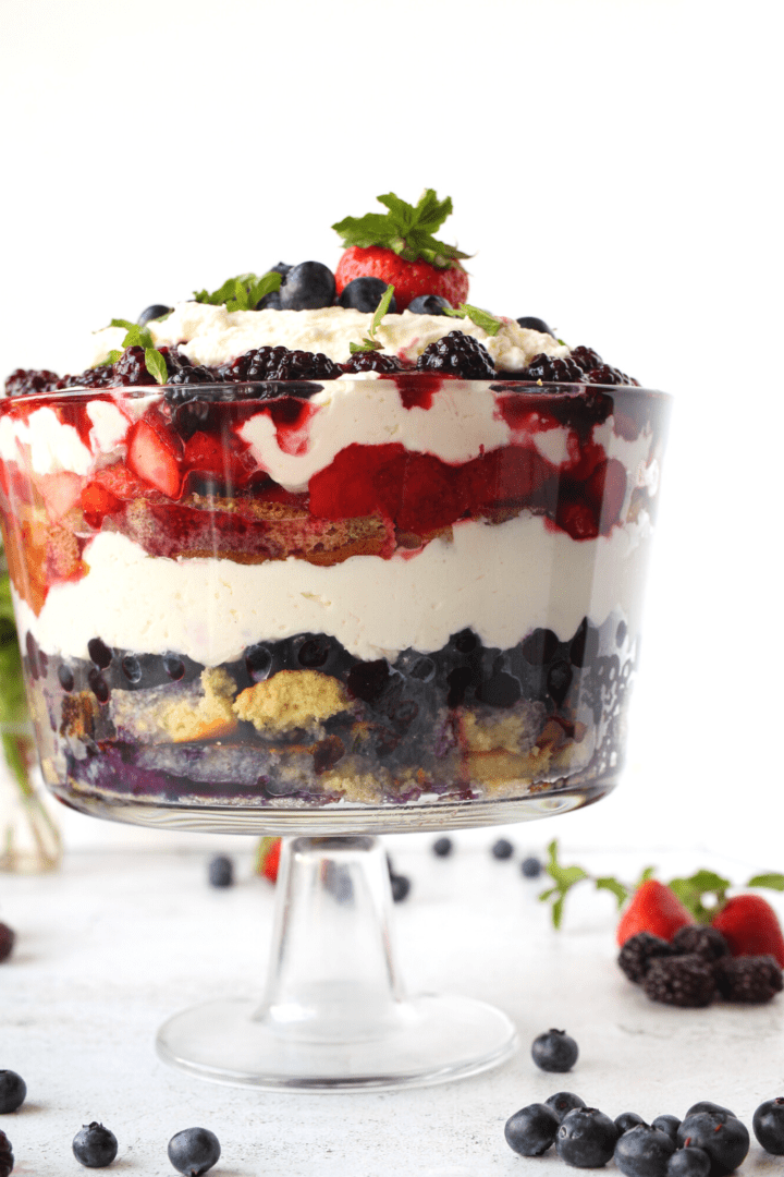 Easy Keto Berry Trifle with Almond Sponge Cake Glutenfree
