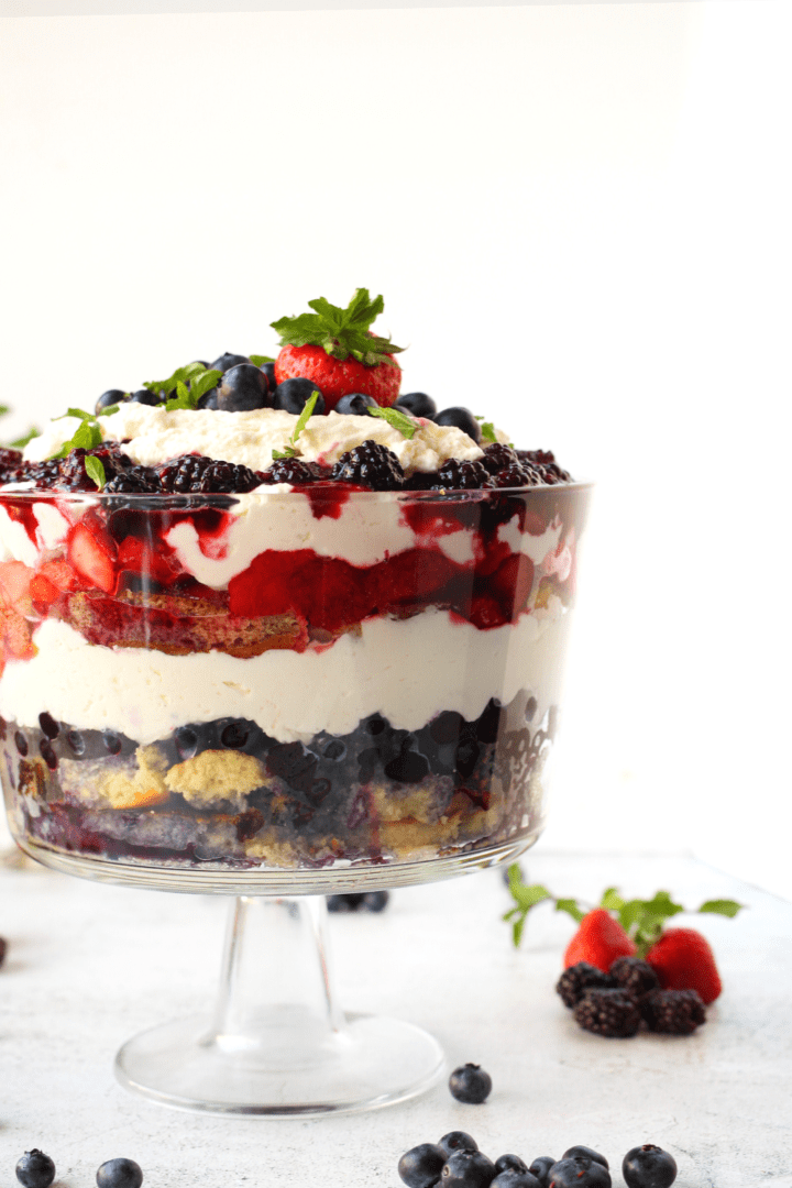 Easy Keto Berry Trifle with Almond Sponge Cake Glutenfree