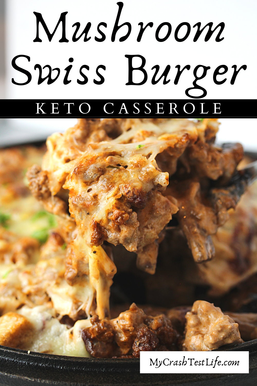 easy keto recipe made with bacon, mushrooms and swiss cheese