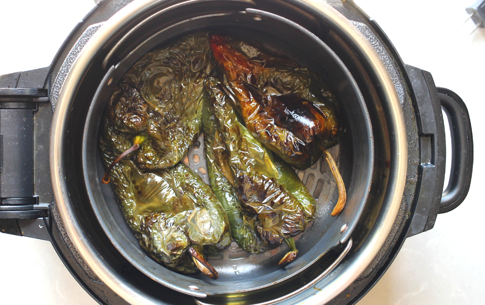 roast the peppers in the air fryer for 15 minutes at 400 degrees F.