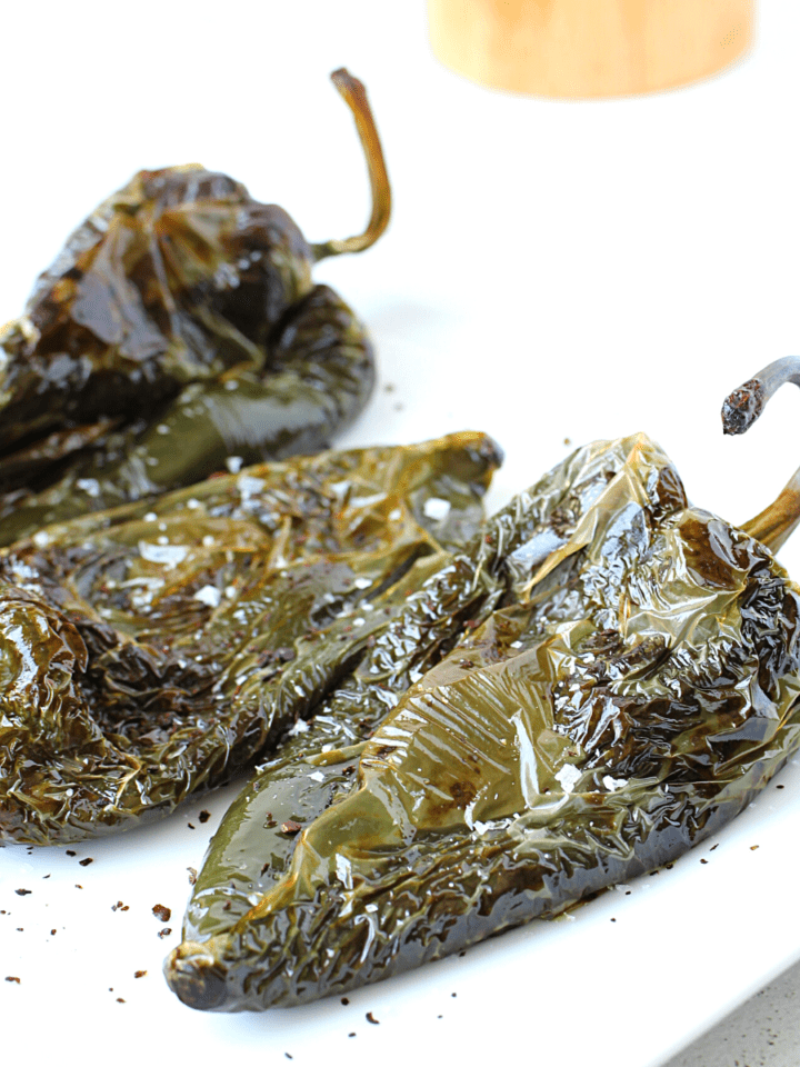 roasted poblano peppers in an air fryer