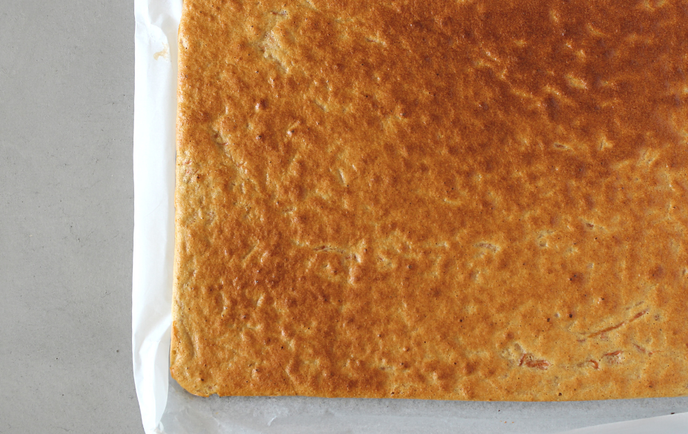 keto swiss roll cake is done baking when it turns a nice golden brown