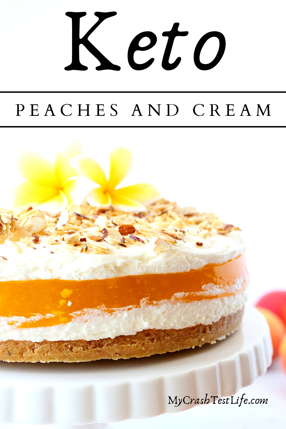 no bake keto summer dessert of peaches and cream