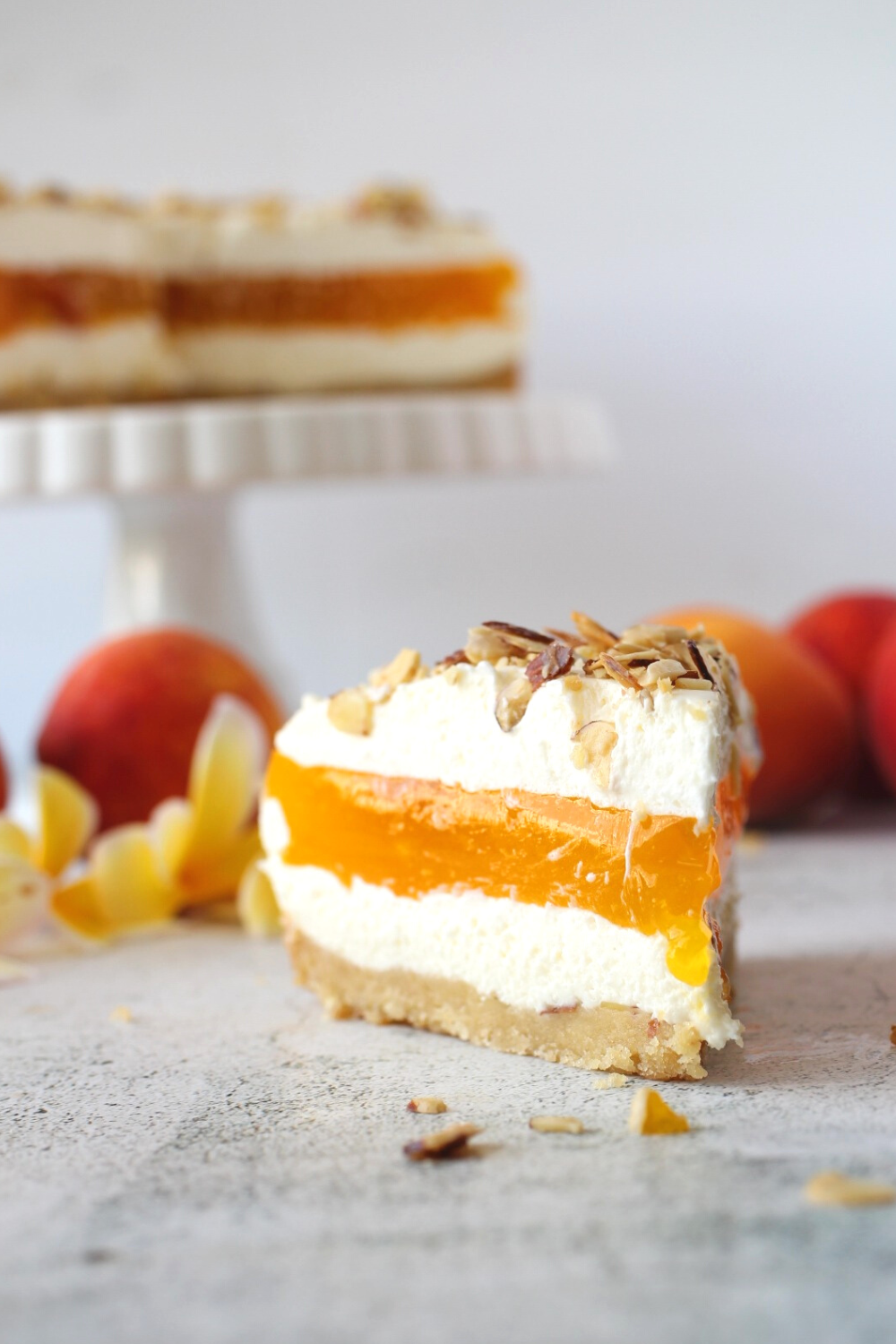 a slice of keto peaches and cream Pie