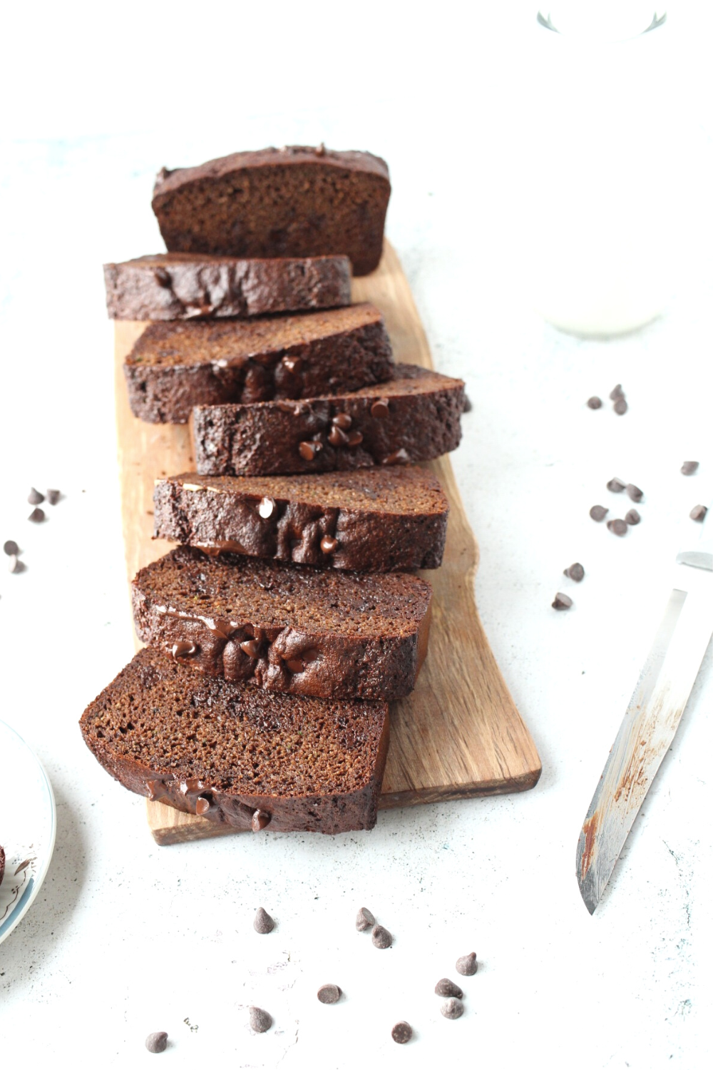 slices of super moist and tender double chocolate keto zucchini bread