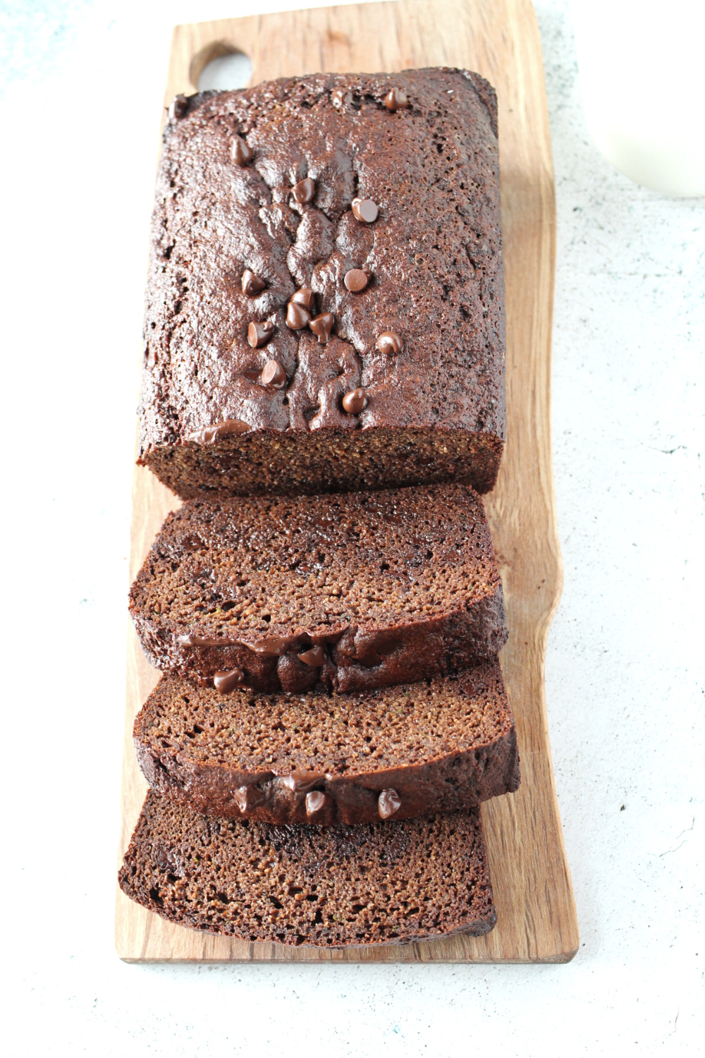 slices of keto chocolate zucchini bread on a cutting board