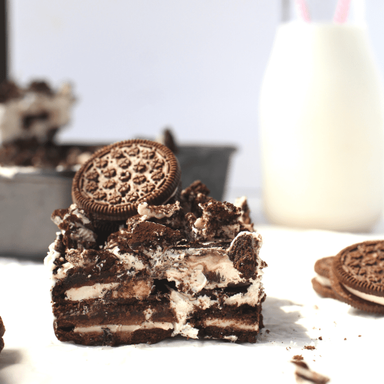 sugar-free whip cream with layers of keto cookies make the perfect keto summer no bake dessert